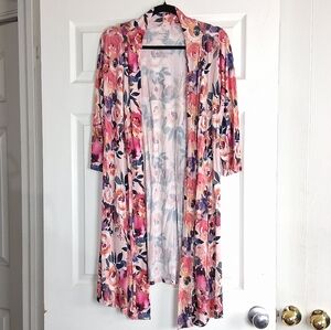 Posh Peanut Multicolor Floral Bamboo Midi Belted Robe